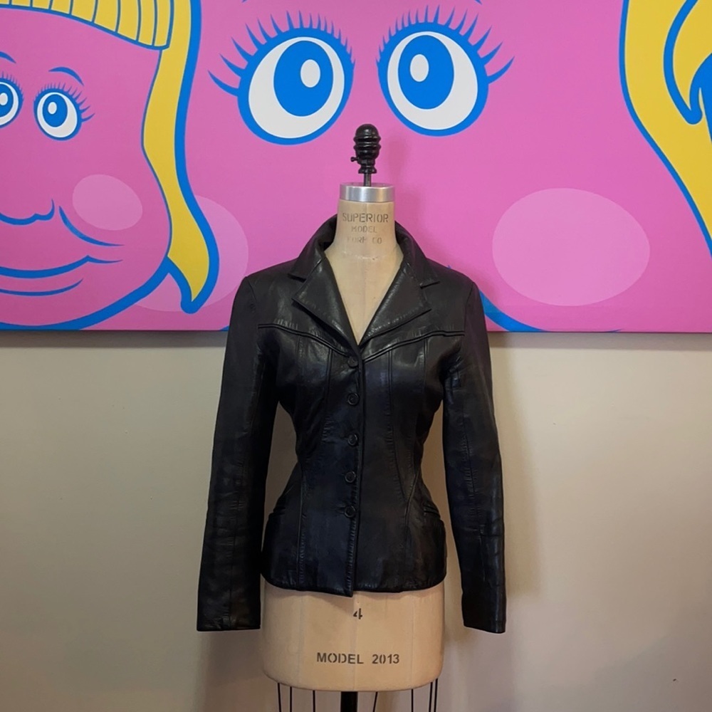 Herve Leger Black Leather Jacket